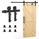 Signstek 6.6FT/200CM Sliding Barn Door Kit for Internal Wooden Sliding Door Wardrobe Track - for Interior Hardware Doors Black (I Shape Hanger)