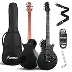 Asmuse 39 Inch LP Electric Guitar Kit, Solid Body Les Paul Style Electric Guitar With Volume/Tone Controls, 3-Way Pickup (Black)