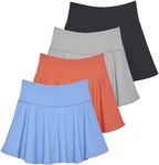 Real Essentials 4 Pack: Womens Skirts Tennis Skorts Shorts Underneath Pleated Golf Pockets Athletic Yoga Pickleball Ladies Active Running Sports Workout