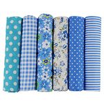 UOOOM 6pcs 50 x 50cm Patchwork Cotton Fabric DIY Handmade Sewing Quilting Fabric Different Designs (Tone-Blue)