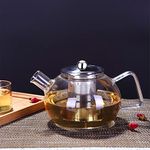 Incrizma Glass Teapot with Stainless Steel Infuser & Lid, Borosilicate Glass Tea Kettle Stovetop Safe, Blooming & Loose Leaf Teapot (1000 ml New)