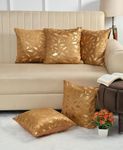 Shri Anand Creations Home Velvet Fur Decorative Cushion Covers Set 16X16 inches for Sofa, Chair, Bed, Diwan, Couch. (Gold Set of 2)