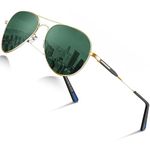 DADA-PRO Pilot Sunglasses Mens Polarised Sunglasses Womens Sun glasses Black Designer UV Protection Mirrored Reflective Dark Shades for Driving Hiking Running (Green)
