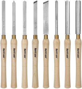 HURRICANE Wood Lathe Chisel Set, 8pc HSS Wood Lathe Turning Tools, Woodworking Lathe Tools with Wooden Box