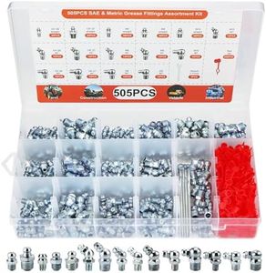 PETOX 505 PCS Grease Fittings Kit, Metric & SAE Hydraulic Zerk Assortment 1/4" 1/8" M6 M8 M10 with Straight, 45 & 90 Degree Elbows, Zinc Plated Steel