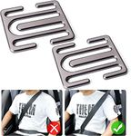 Metal Seat Belt Clip Seatbelt Adjuster, 2 Pcs Car Seat Belt Clip Seatbelts,Car Seat Belt Adjuster Seatbelt Clip Auto Shoulder Neck Strap Clip,Vehicle Locking Clip Comfortable Seatbelt Latch,Space Grey