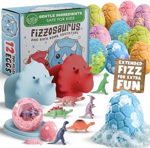 All Natural Bath Bombs for Kids with Surprise Toys Inside with Child Safe Dino Diffusers- 12 Pack Organic Dinosaur Bath Bombs with Toys Inside - Dino Bath Bomb for Kids