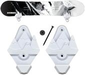 Snowboard Wall Mount with Hooks, Universal Design, Snowboard Rack, Space Saver, Wall Art (White)