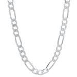 5mm-10mm .925 Sterling Silver Diamond-Cut Flat Figaro Chain Necklace or Bracelet, 22", Sterling Silver, No Gemstone