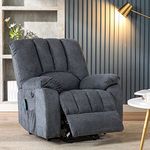 LTGB Electric Power Lift Recliner Chair Sofa with Massage and Heat for Elderly 2 Side Pockets USB Ports Single Recliner Chairs for Living Room Overstuffed Fabric Reclining, Light Grey-Blue