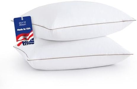 puredown® Almohadas de plumas de ganso, hechas en Estados Unidos, almohada suave de apoyo medio, funda 100% algodón, almohadas de cama de lujo, tamaño King, juego de 2 almohadas de plumas