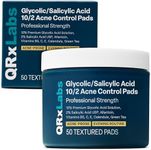 QRxLabs Glycolic/Salicylic Acid 10/2 Acne Control Pads w/ 10% Ultra Pure Glycolic Acid + 2% Salicylic Acid, Allantoin, Vitamin B5, C & E, Calendula & Green Tea - Acne Treatment for Face for Clear Skin