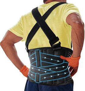 DARLIS Plus Size Back Support Belt with Removable Suspender Straps, Posture Corrector Protector for Heavy Lifting Safety, Work Back Brace for Men Women in Construction, Warehouse Jobs (Fits 3xl, 4xl)