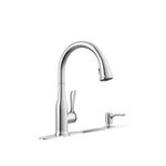 KOHLER K-REC23863-SD-CP Motif Kitchen Faucet with Pull Down Sprayer and Soap Dispenser, Kitchen Sink Faucet in Polished Chrome