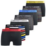 SMITH & JONES mens boxers – multipack of 7, stretch cotton men’s boxer shorts, comfortable underpants for men, colourful and black underwear trunks, multi pack man briefs(M, Leland)