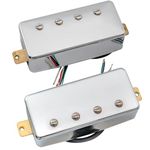 Artec MVBA4 Alnico 5 Covered Humbucker Neck Bridge Pickups Set for LP or EPI Style 4-String Electric Bass, Chrome