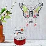 Banberry Designs World's Best Mom - Mother Butterfly Suncatcher and Lighted Glass Heart Gift Set - Mother's Day Gifts