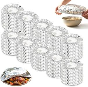 Reusable Aluminum Foil Food Covers, Aluminum Foil Heat-retaining Cover, Heat-Insulating Elastic Flexible Kitchen Lids for Meal Prep Baking Leftovers Food Storage Bowls Plates Containers (100)
