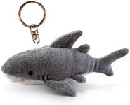 Puzzled Shark Plush Keychain Stuffed Animal Toy - Soft Fur Ocean Life Animal Grey Shark Charm Keyring, Cute Decorative Plush Toy Accessory Fun Buddy For Kids Bag, Purse, Backpack, Handbag - 4 Inches