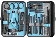 Beauté Secrets Manicure set Nail Clippers Sets Stainless Steel Nail Cutter 25 pieces Pedicure Kit Nail File Sharp Nail Scissors and Clipper Fingernails & Toenails with Portable case Blue