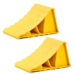 HUMOKI Wheel Chocks, 2 Pack Trailer Chocks, Wheel Chocks With Handles, Caravan Chocks, Plastics Rubber Wheel Chocks, for Caravan, Motorhome, Car, Motorbike, Horsebox etc -Yellow