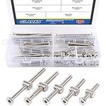 Glarks 100Pcs M6 x 40/50/60/70/80mm Hex Drive Socket Cap Furniture Barrel Screws Bolt Nuts Assortment Kit for Furniture, Cots, Babybeds, Crib, Chairs - Nickel Plated