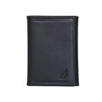 Nautica Men's Sail Embossed Leather Trifold Wallet, Black, OSFA, Black, OSFA