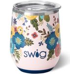 Swig Life 12oz Wine Tumbler with Lid, Stainless Steel, Dishwasher Safe, Portable, Triple Insulated Wine Tumbler (Bella Rosa)