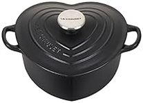 Le Creuset Signature Enameled Cast Iron Figural Heart Cocotte, 2 Quart, Licorice with Stainless Steel Knob