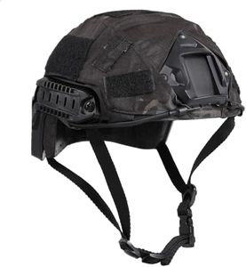 TUMHUTS Tactical Helmet with Helmet Cover, Airsoft Helmet with Front NVG Mount and Side Rail Ideal for Kids Youths Adults, Tactical Paintball Airsoft Fast Helmet for Cosplay Outdoor Activities