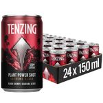 TENZING Natural Energy Plant Power Shot, Plant Based, Caffeine & Vitamin Shot, Black Cherry, Guarana & Goji, 150ml (Pack of 24) - Packaging may vary