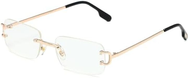Ggpyyon Occhiali da sole rettangolari senza montatura per donne e uomini, occhiali da sole retrò senza montatura, Oro/Trasparente