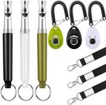 SUBANG 9 Pieces Dog Whistle Set 3 Professional Whistles, 3 Dog Clickers and 3 Lanyards Stop Neighbors Dog from Barking Adjustable Ultrasonic Silent Dog Whistle for Dog Daily Training