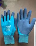Satishve Nylon Latex Coated Firm Grip Industrial Safety Work Cut Resistant Gloves, 5 Pairs. Pack of 10 (Large, Blue)