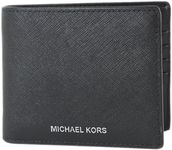 Michael Kors Men's Harrison Saffiano Leather Billfold Wallet with Passcase No Box Included (Black), black, Billfold