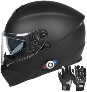 Bluetooth Motorcycle Helmet FreedConn BM12 DOT Full Face Bluetooth Helmets Motorcycle Dual Visor Helmet with Integrated Intercom System/ 2~3 Riders Pair/ 500M/ FM/ MP3/ Voice Dial (Matte Black, XXL)