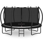 GOIMU 10FT 12FT 14FT 16FT Outdoor Recreational Trampoline with Enclosure Net, Bolt-Free Yard Trampoline with Wide Ladder & AntiRust Coating, 2 in 1 Connector for Kids Adults, ASTM Approval, 10FT