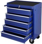 5 Drawer Rolling Tool Box,Blue Locking Tool Chest With Drawers,Tool Cabinets On Wheels for Garage Storage,Warehouse,Workshop,Repair Shop Mechanic Tool Cart