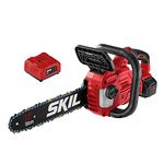 SKIL CS4562B-10 PWR CORE 20 Brushless 12'' Chain Saw Kit, Includes 4.0Ah Battery and Charger, Red