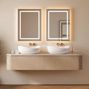 Weibath 22.44'' Stone Resin Bathroom Vessel Sink, Glossy White, Pack of 2