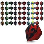 kwmobile Dart Flights 50 Pieces - Mixed Design Standard Flight Pack for Steel or Soft Tip Darts - 5 of Each Design/Color - Multicolor