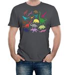 Reality Glitch Men's Just Dinosaurs T-Shirt. (Large, Charcoal)