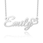 GMXLin Emily Name Necklace with Heart Initial Personalized Custom Stainless Steel Pendant Jewelry for Women Girl Mom Grandma Sister