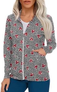 Grey Long Sleeve Scrub Tops - Zip Up Womens Nurse Jacket - XL