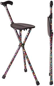 Switch Sticks Folding Walking Cane and Walking Stick with Seat, Supports up to 220 Pounds, Bubbles