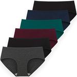 INNERSY Underwear for Women Stretch Cotton Knickers Ladies Mid Rise Panties Multipack 6 (12, Dark Pack)