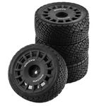 Chanmoo 1/10 RC Rally Car Tires On Road Tyres 12mm Hex Plastic Wheels Rims Compatible with 1/10 Scale Racing Car Tamiya TT01 TT02 XV01 TA06 PTG2 HPI KYOSHO WR8 HSP RC On-Road Car 4PCS (Black)