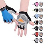 CubePlug Kids Boy Girl Cycling Climing Half Finger Gloves GEL Padded BMX Bike Fingerless [SPI] (M, Navy)