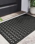 DEXI Door Mat, Non Slip Welcome Mat Traps Dirt Drainage Doormat, Low Profile Front Door Mats Indoor and Outdoor Floor Mats and Rugs for Entrance Door, Garage, Patio, 19"x29.5", Black