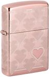 Zippo Heart Design High Polish Rose Gold Pocket Lighter